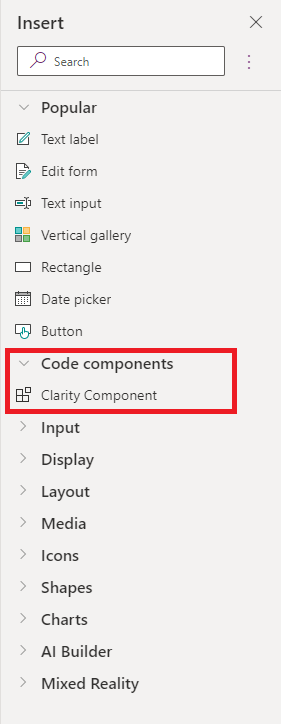 Add our code component to the screen